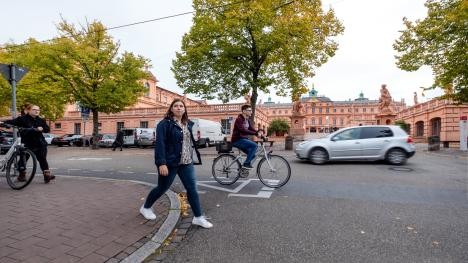 Pedestrian in front of Rastatt castle