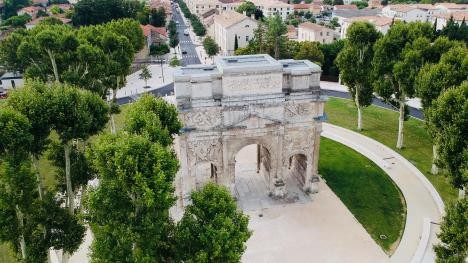 Aerial view of the Arc de Triomphe Orange