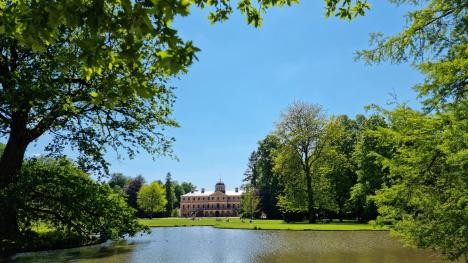 Castle with pond in front