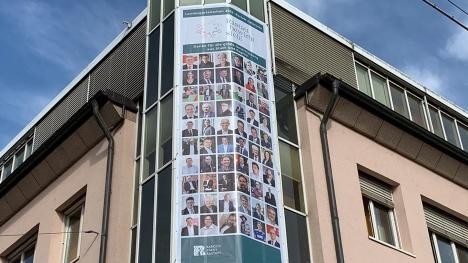 State Horticultural Show banner on the Sparkasse Tower