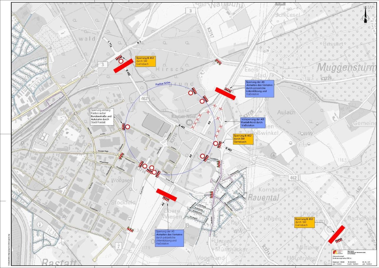 Map of the 500-meter evacuation radius