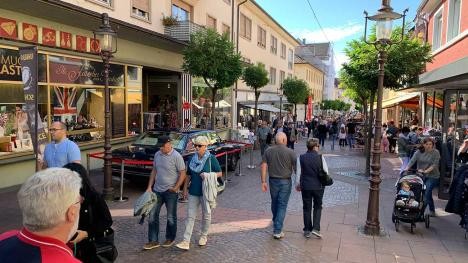 People strolling in the city center.