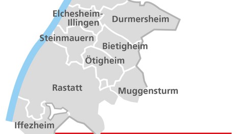 Map of the area of the Joint Expert Committee in Rastatt
