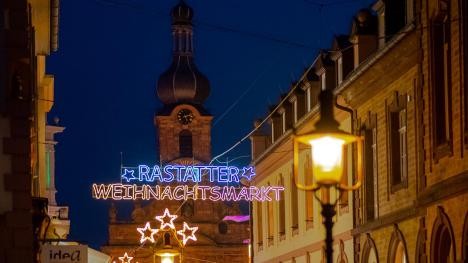 Colorful Christmas lights "Rastatt Christmas market"
