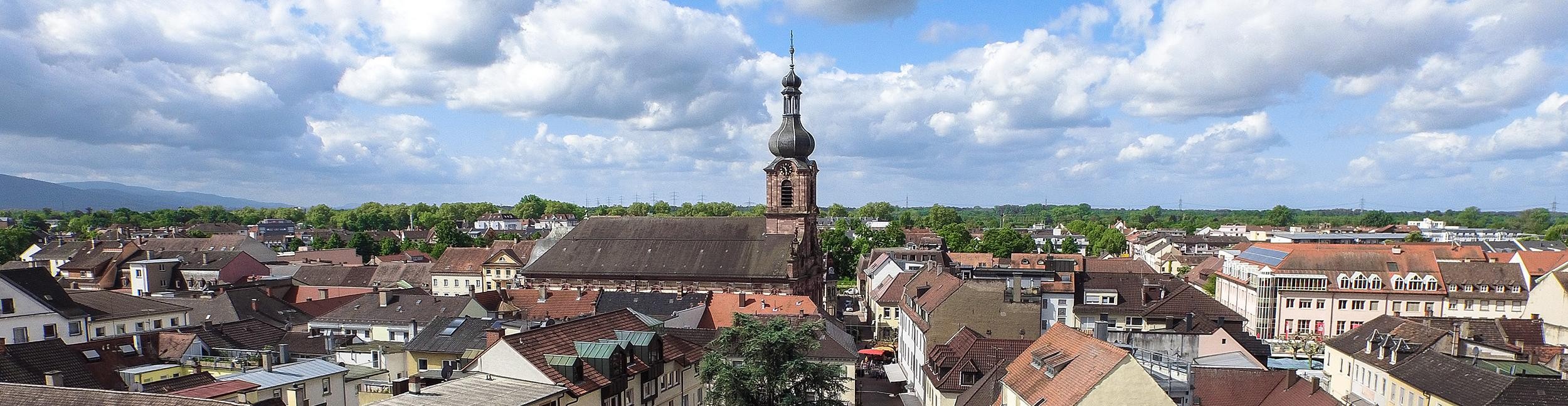 Rastatt von oben mit Blick auf die Innenstadt