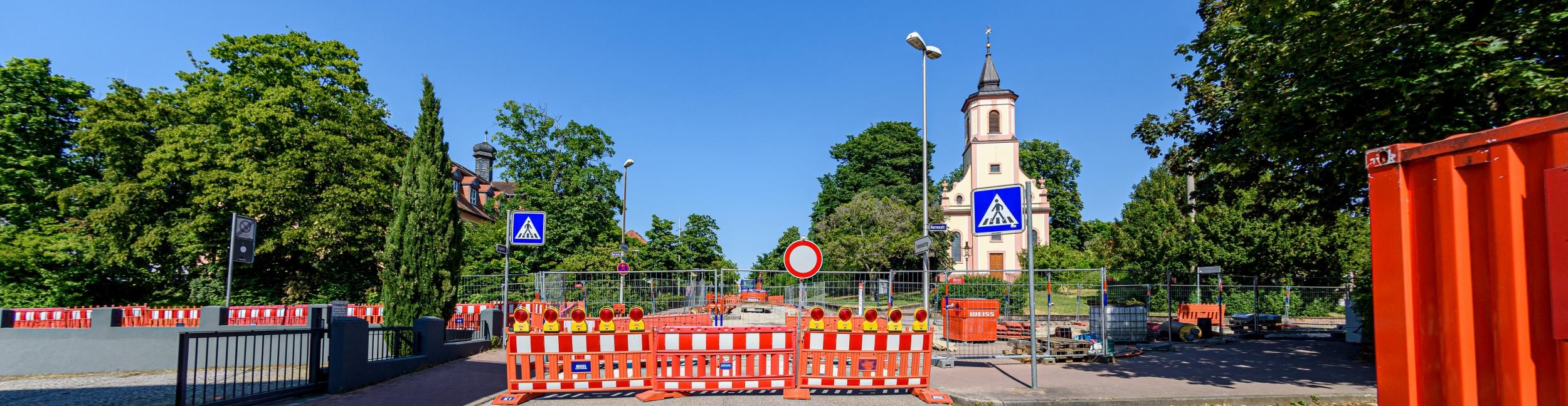 Baustelle in der Engelstraße in Rastatt