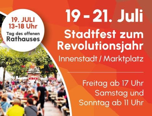 Plakat zum Stadtfest auf dem Marktplatz Rastatt vom 19. bis 21. Juli