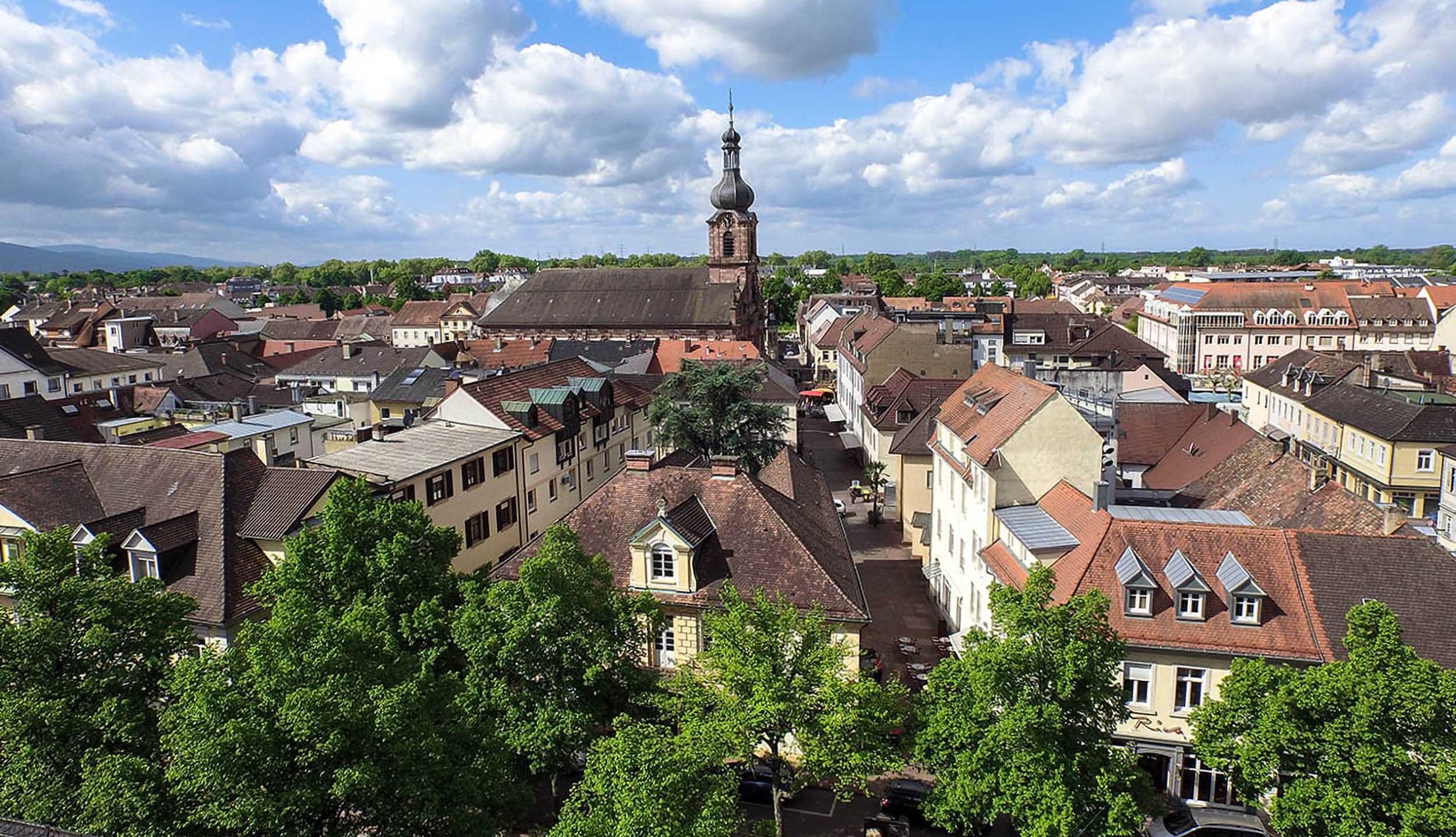 Rastatt von oben mit Blick auf die Innenstadt. Foto Joachim Gerstner Rastatt von oben mit Blick auf die Innenstadt