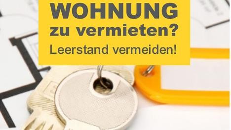 Ein Schlüsselbund mit der Überschrift: Wohnung zu vermieten? Leerstand vermeiden. Foto: Stadt Rastatt