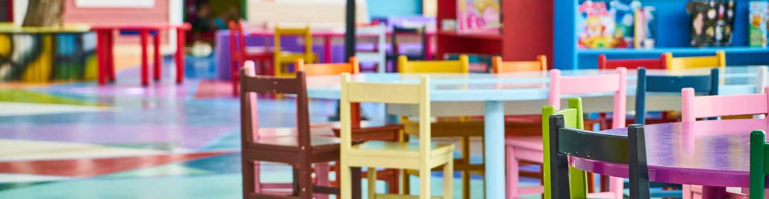 Children's tables and chairs in the kindergarten