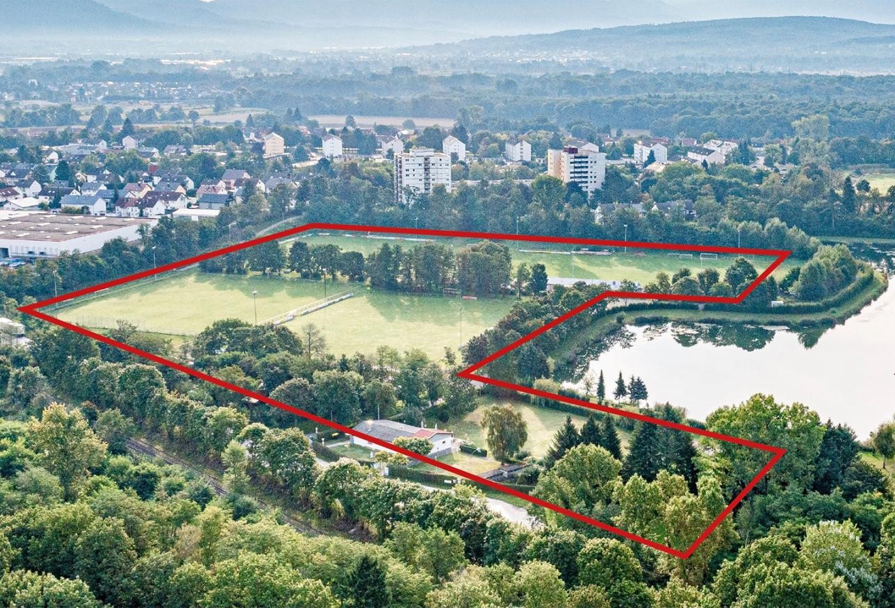 Vue aérienne du site proposé au lac de Münchfeld