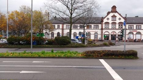 Exterior shot of train station in Rastatt