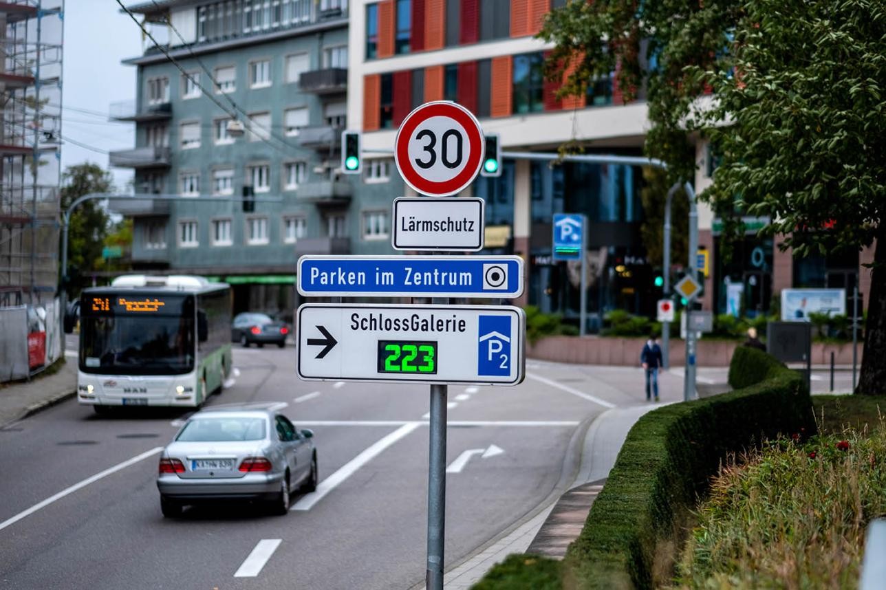 Affichage numérique des places de stationnement dans la Kapllenstraße à Rastatt