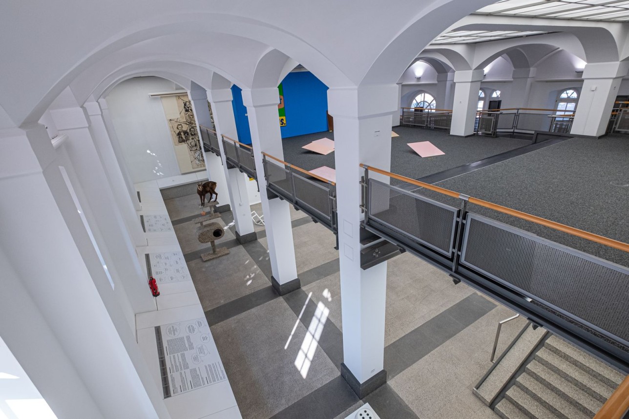 Interior view of the Fruchthalle Municipal Gallery.