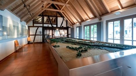 Museum in the barn with a model of the Rhine