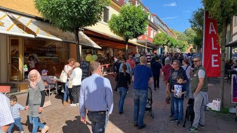 Post street in Rastatt with people strolling