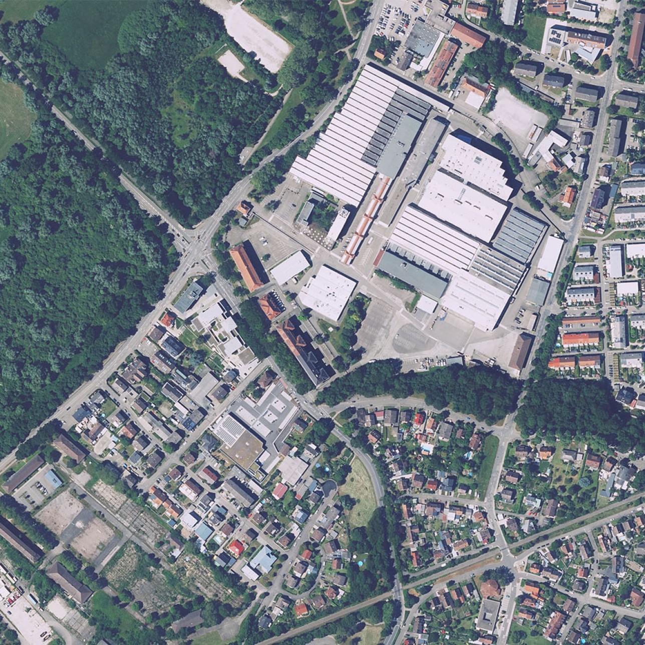Aerial view of the Gettinge industrial estate
