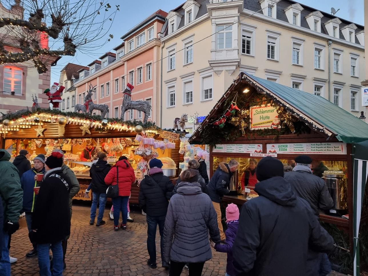 Christmas market stalls