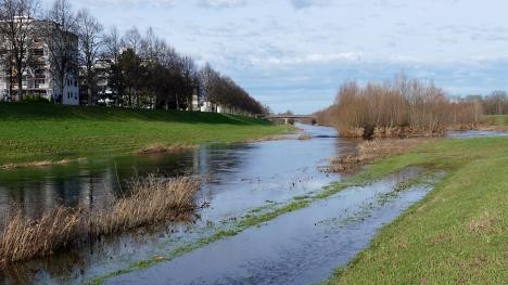 Flooded riverbed of the Murg in Rastatt.