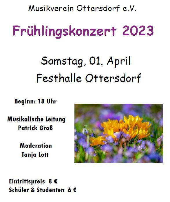 Plakat zu, Frühlingskonzert Musikverein Ottersdorf am 1. April um 18 Uhr in der Festhalle Ottersdorf