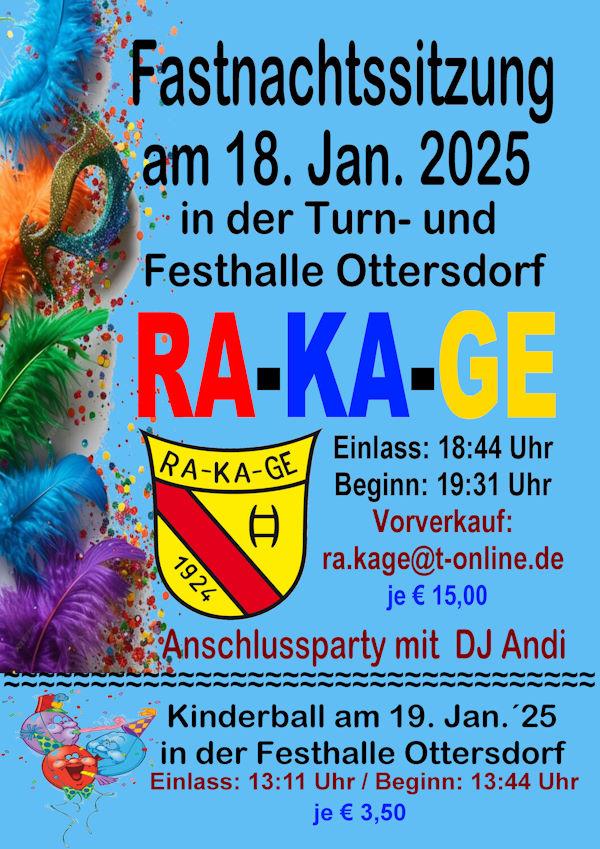 Plakat für den Kinderball der RA-KA-GE am 19. Januar 2025