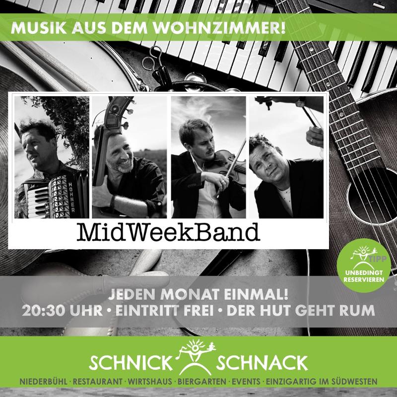 Plakat Livemusik im Schnick-Schnack mit der MidWeekBand