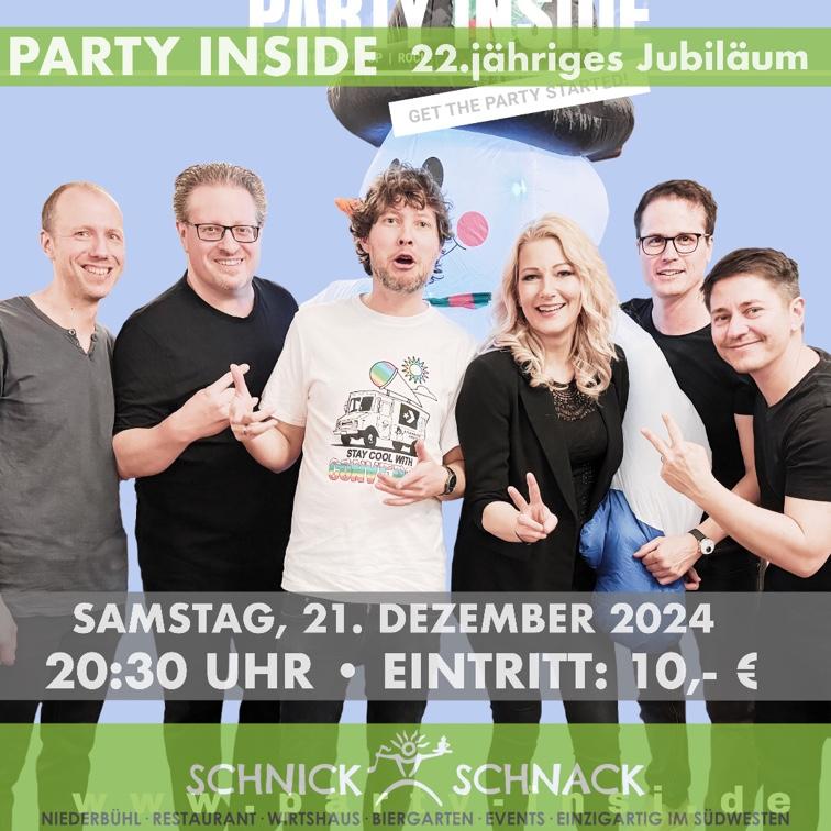 Plakat: Livemusik im Schnick-Schnack mit Party Inside, 21. Dezember