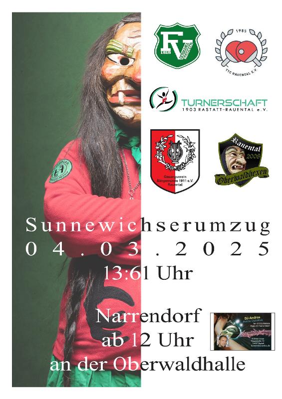 Plakat Rauentaler Faschingsumzug am 4. März 2025