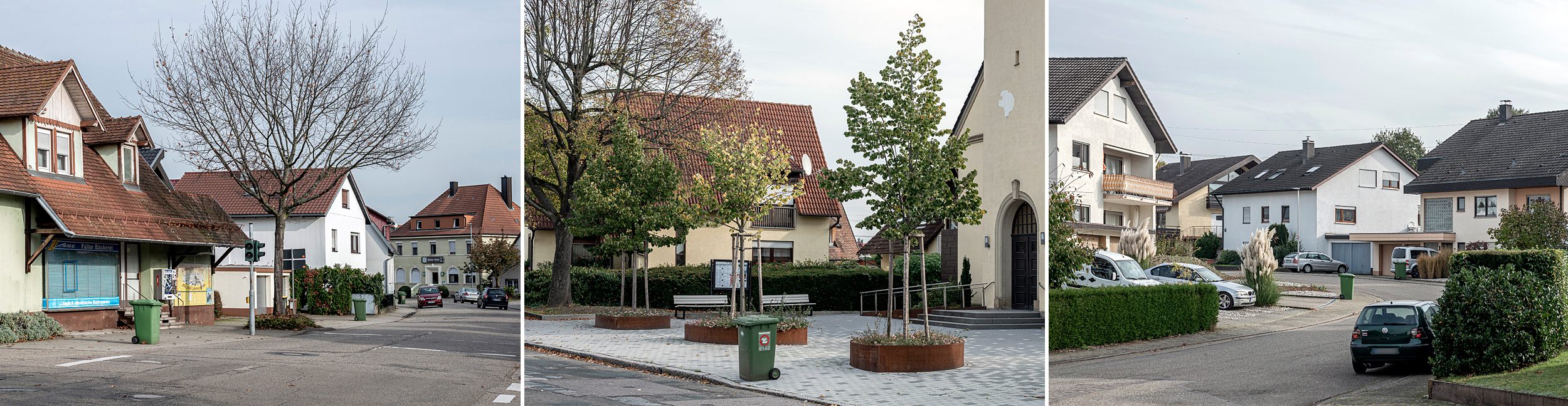 Collage of three photos of Rauental with houses